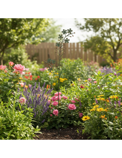 Tuteur déco fleur 29x4x105cm