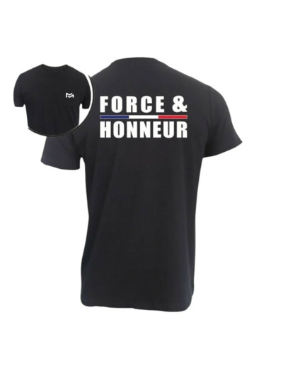 T-shirt Force & Honneur noir – coton premium 190 g, confort tactique