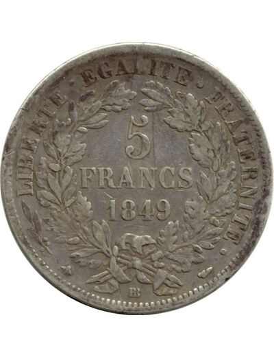 FRANCE 5 FRANCS CERES 1849 BB (Strasbourg) TB+