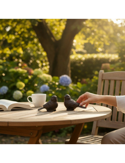 Ensemble 2 oiseaux fonte 8x5x11cm