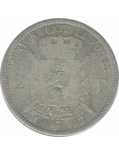 BELGIQUE 2 FRANCS 1867 FR TB- N3