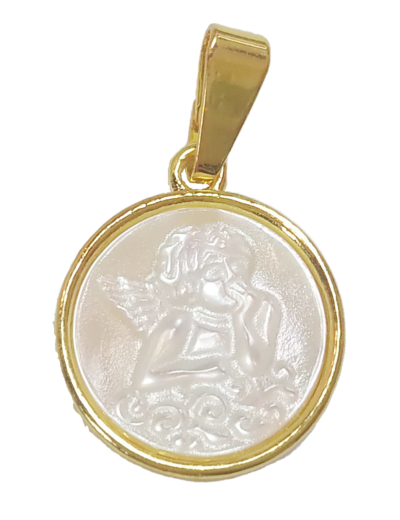 Pendentif en Nacre 14mm - ANGE DE RAPHAËL