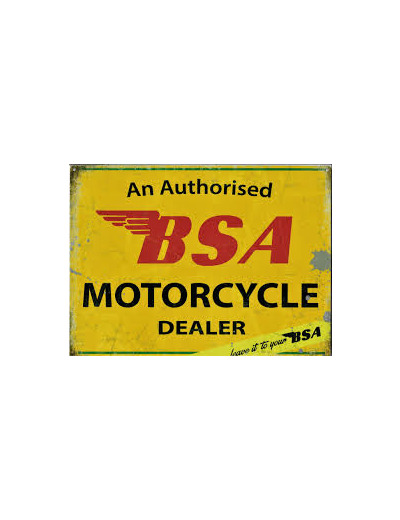 Plaque métal - BSA Motorcycle Dealer -  30x40 cm.