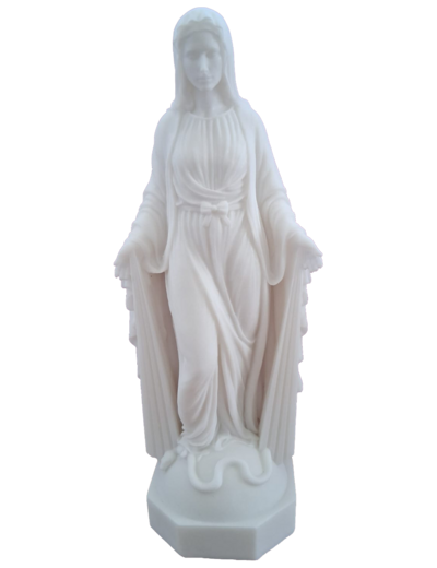 Vierge Miraculeuse avec Rayons - Statue en Albatre 17cm -Blanche