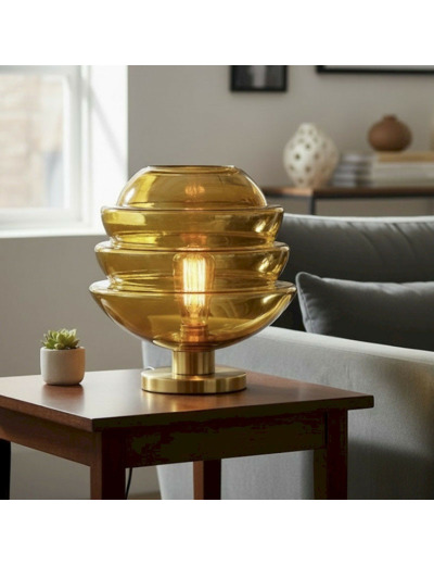 Lampe à Poser Helios Moutarde Verre 29x29x29cm