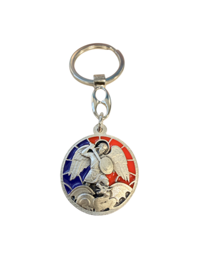 Porte clé en métal avec relief 30mm - Bicolore - Saint Michel