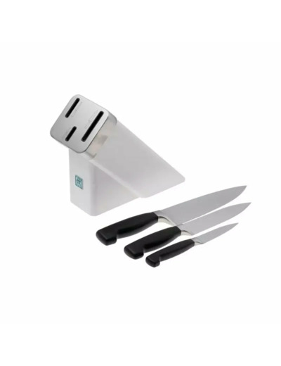 BLOC DE 3 COUTEAUX BLANC SHARP BLOCK