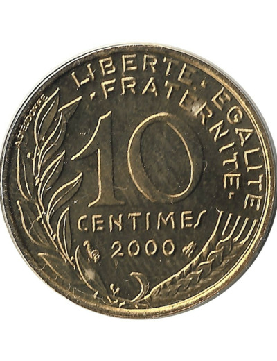 FRANCE 10 CENTIMES LAGRIFFOUL 2000 BU