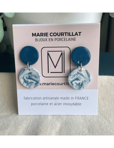 Boucles d'oreille en porcelaine colorée