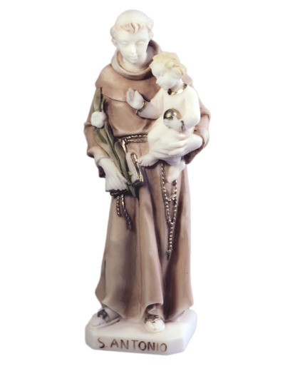 St Antoine - Statue en albâtre 20cm -Couleur