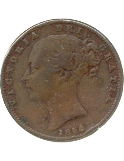 GRANDE BRETAGNE 1 FARTHING VICTORIA 1854 TB+