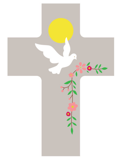 Croix - Saint Esprit, viens en nous - galet 11x7,5cm