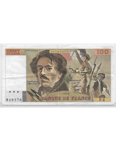 FRANCE 100 FRANCS DELACROIX P.2 1978 TB+