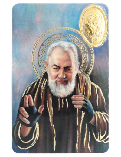 Carte Plastifiée + Poinçon + Prière 55x85cm - PADRE PIO