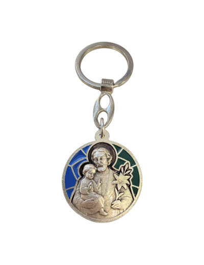 Porte clé en métal relief 30mm - Bicolore - Saint Joseph