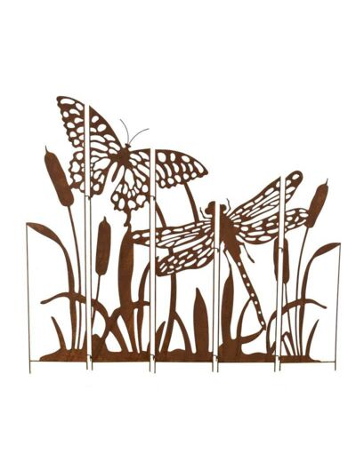 Silhouette déco jardin papillon libellule 138x1x135cm