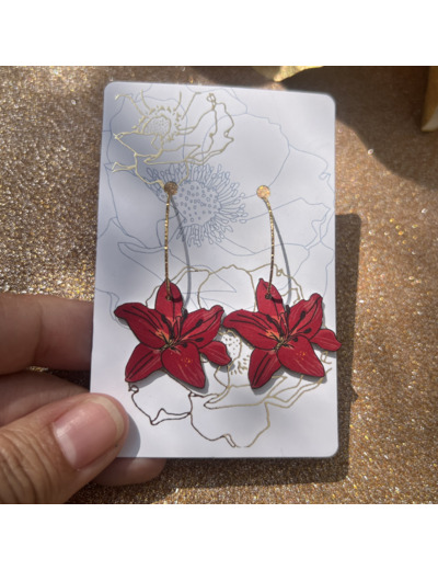 Boucles d'oreilles créoles lys rouge