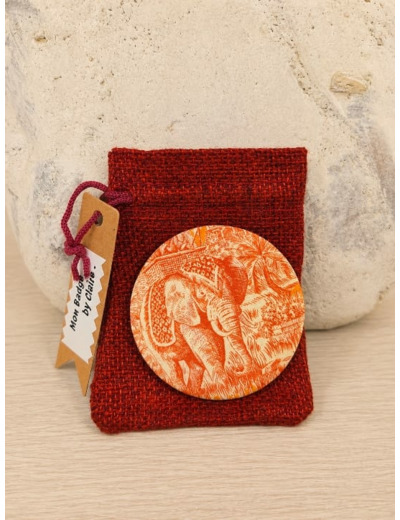 Badge Toile de Jouy éléphant-Création française