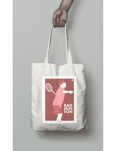 Tote bag ou sac "Joueur garçon de badminton"