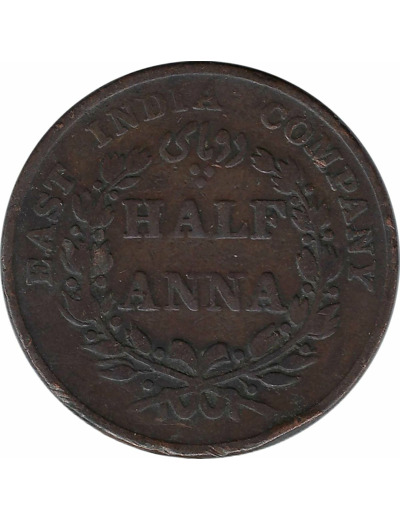 INDE BRITANNIQUE HALF ANNA 1835 TB