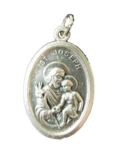 Médaille 22mm Ovale en métal argenté - ST JOSEPH