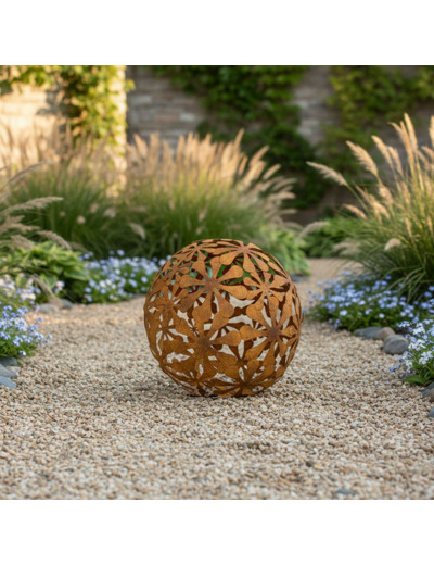 Boule décorative fer Fleurs 44x44x44cm
