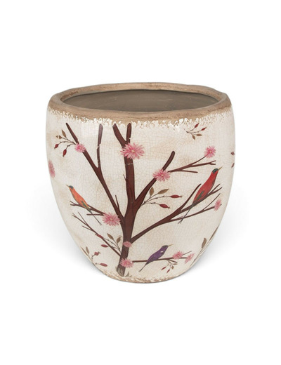 Pot de fleurs d'intérieur beige et marron en céramique14x13cm