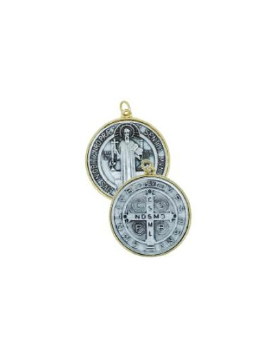 Médaille 46mm en Métal Cerclé Doré - St Benoît