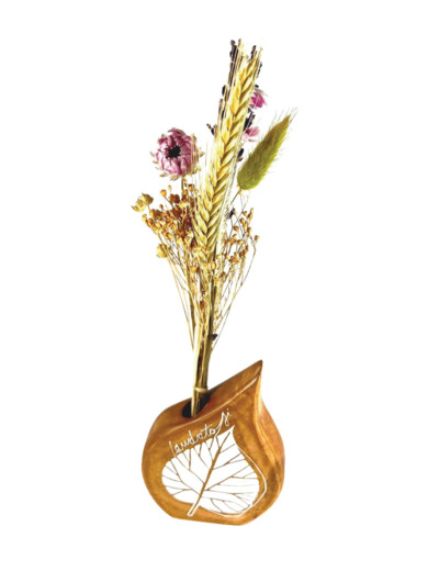 Support Fleurs Feuille Gemelina, vendu sans fleurs 11.5x8.5xEP2.5cm