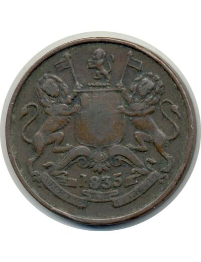 INDE ANGLAISE 1/2 ANNA 1835 TB+ (W447.1)