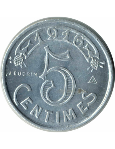 13 BOUCHES DU RHONE - MARSEILLE 5 CENTIMES 1916 TTB+