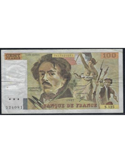 FRANCE 100 FRANCS DELACROIX 1987 SERIE S.125 TTB