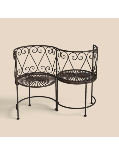 Banc de Jardin Confident en Fer Forgé Marron Vieilli 105x53x85cm