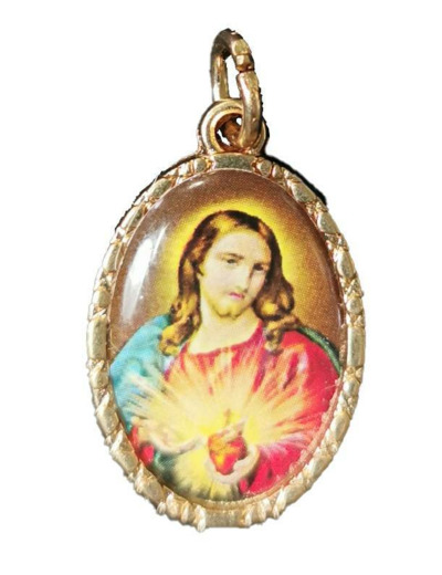 Médaille 20mm en Métal Doré avec Résine  - SACRÉ COEUR
