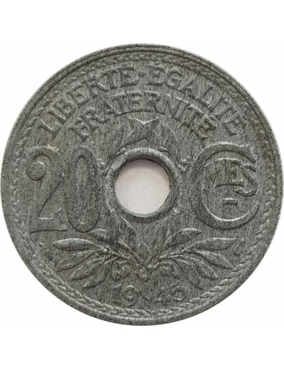 FRANCE 20 CENTIMES LINDAUER ZINC 1945 SUP