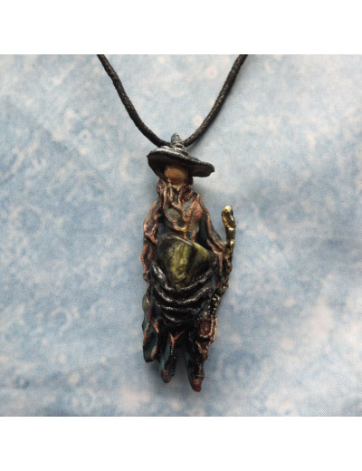 Pendentif "Cueilleur" pierre naturelle Serpentine