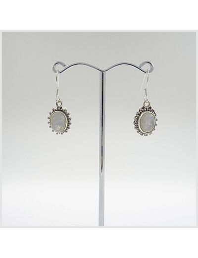 Boucles d'oreilles Pierre de lune et Argent Massif