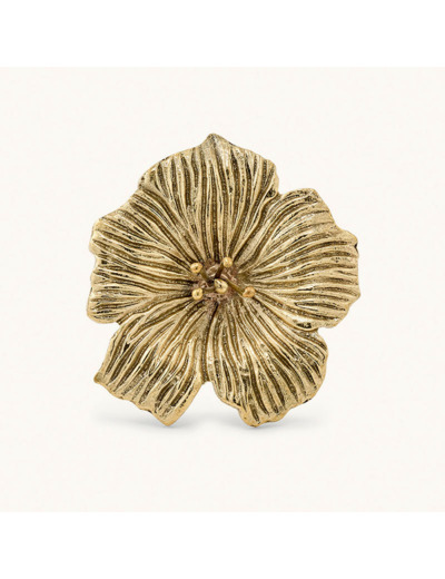 Bouton de tiroir Fleur Hibiscus Doré Laiton Recyclé 8x8x9cm