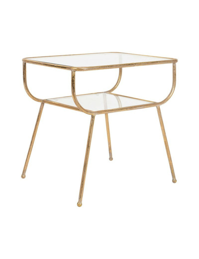 Table appoint verre doré Eluminea 47x40x47cm