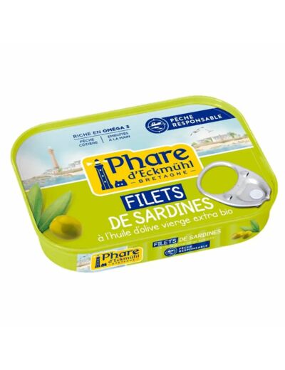 Filets de Sardines à l'huile d'Olives bio-90g-Phare d'Eckmühl