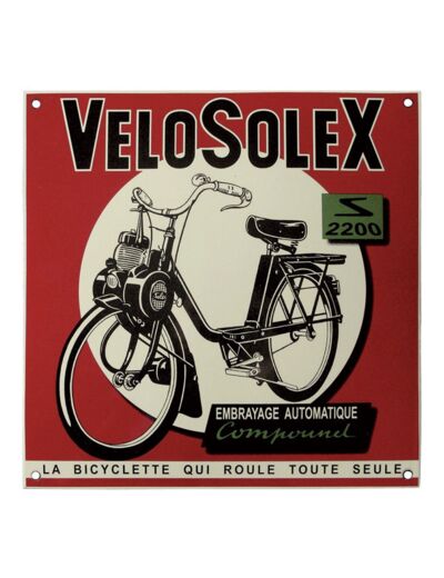 Plaque émaillée - VeloSolex - 30 x 30 cm - Email replica.