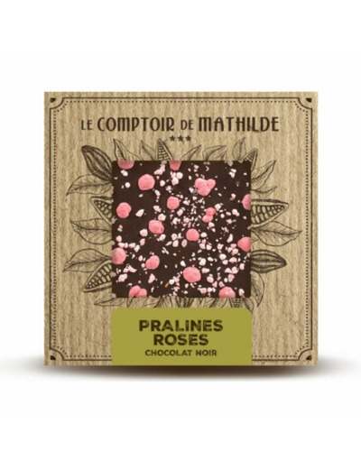 Tablette Pralines Roses de Lyon - Chocolat noir - 80G