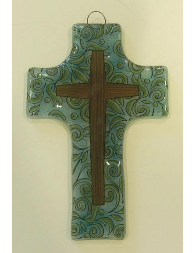 Croix en verre 8x12cm- CROIX MARRON
