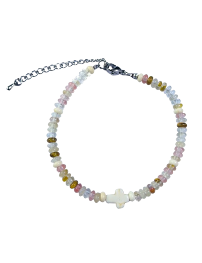 Bracelet 4mm en Verre aux couleurs translucides, fermoir réglable
