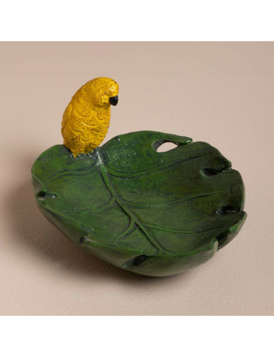 Vide poche feuille perroquet jaune 16x8x12cm