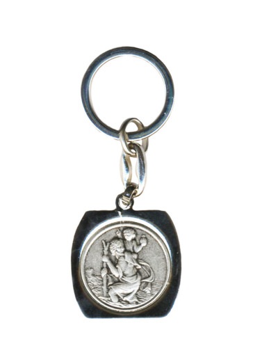 Porte-Clefs Tonneau en Métal Argenté - SAINT CHRISTOPHE