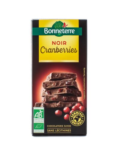 Chocolat Noir aux Cranberries Bio 100g