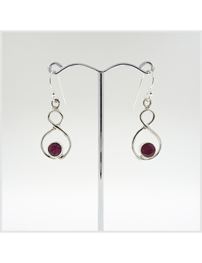 Boucles d'oreilles Rubis et Argent Massif