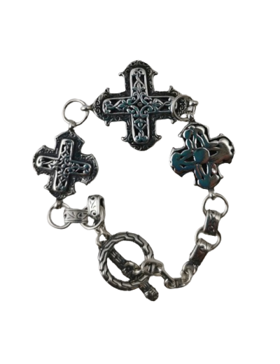 Bracelet en Argent 925 - 3 CROIX BIZANTYNES