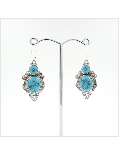 Boucles Turquoises en argent massif